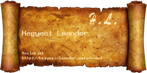 Hegyesi Leander névjegykártya